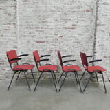 4 vintage dining table chairs with armrests