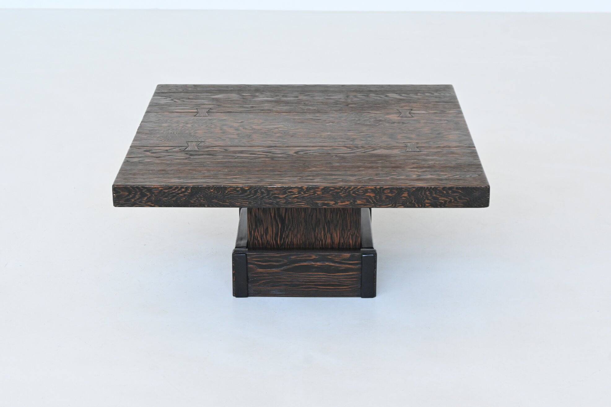 Brutalist square shaped coffee table Mid-Century France 1970