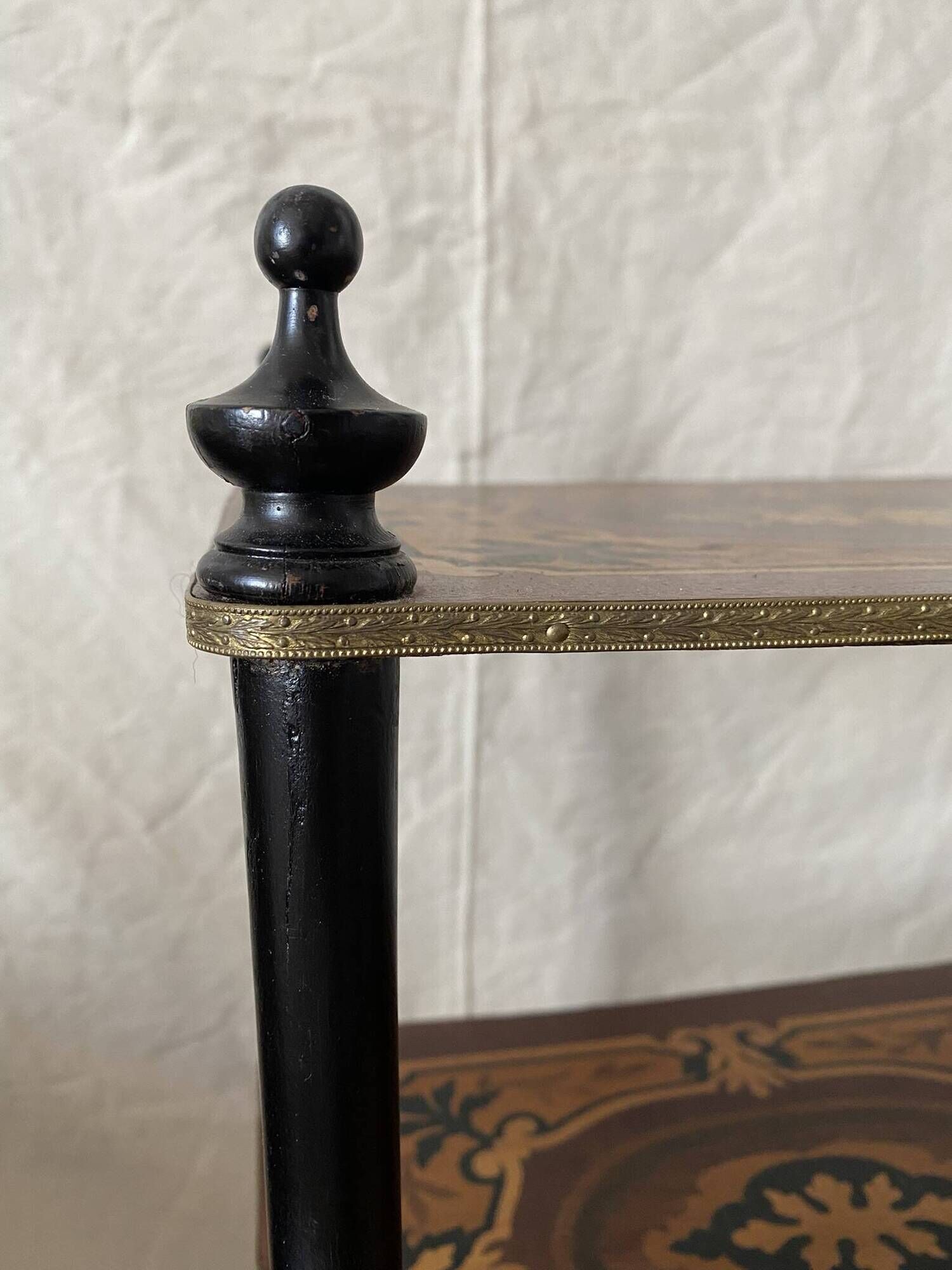 Side table, Napoleon III occasional table with 3 tiers in marquetry.