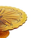 Art Deco Amber Cake Plate Pastry Dish Depression Glass 27cm