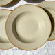 6 assiettes creuses en grès beige Tulowice Poland 1970