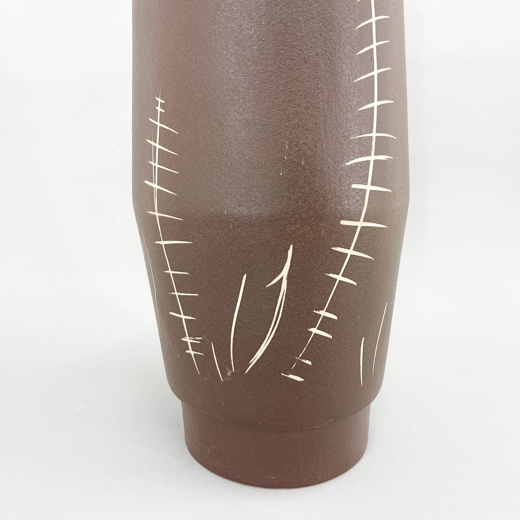 Large Mid-Century Ceramic Floor Vase by Jihokera Bechyne, Marked