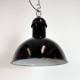 Black Enamel Industrial Pendant Lamp from AEG, 1930s