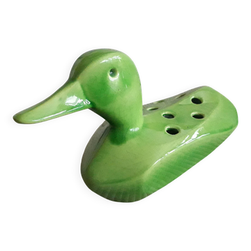 Canard vintage en céramique verte