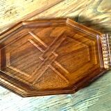 Vintage, Plat plateau en verre rose style Rosaline - art déco