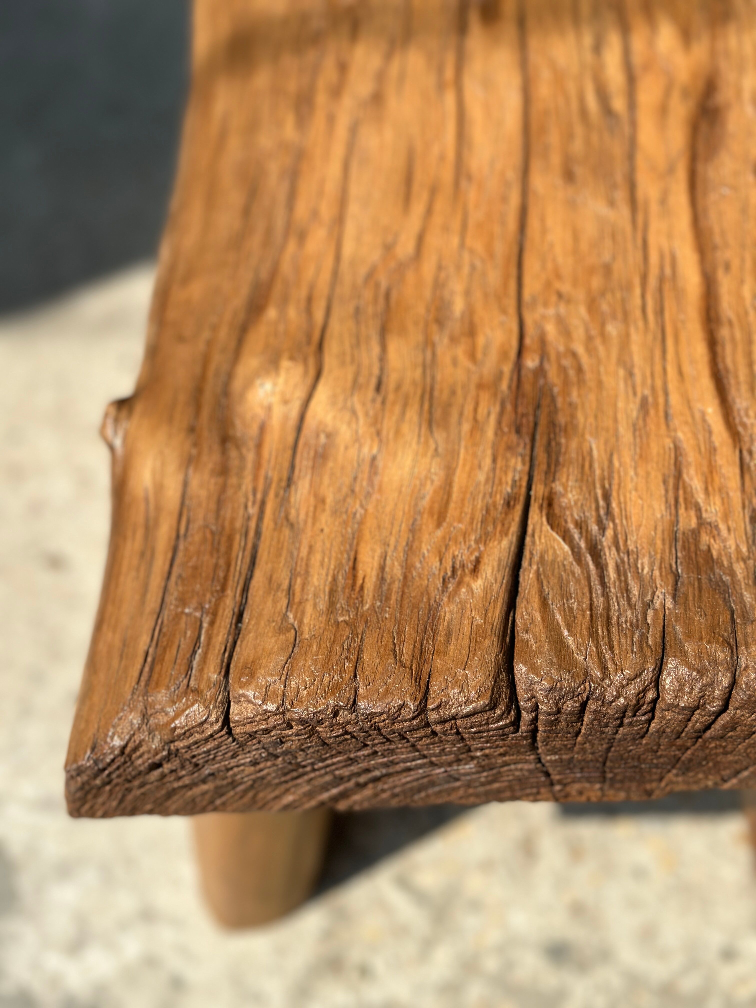 Small side table or stool in blond teak H:30 L43 l27