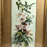 Pair of large watercolors. Bouquets of flowers Late nineteenth, early twentieth Stunt wooden frames and d
