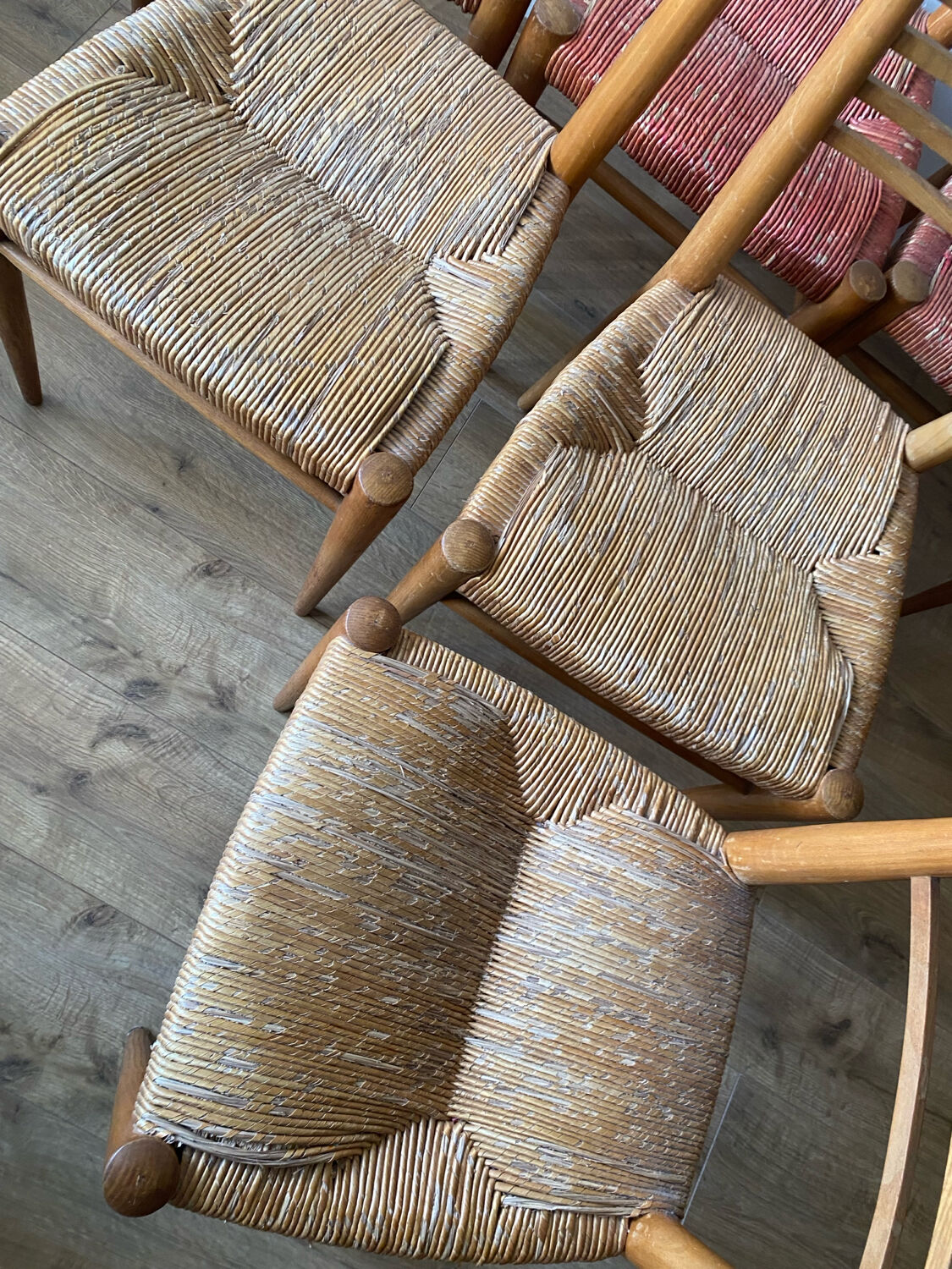 6 chaises paillées Genevieve Pons