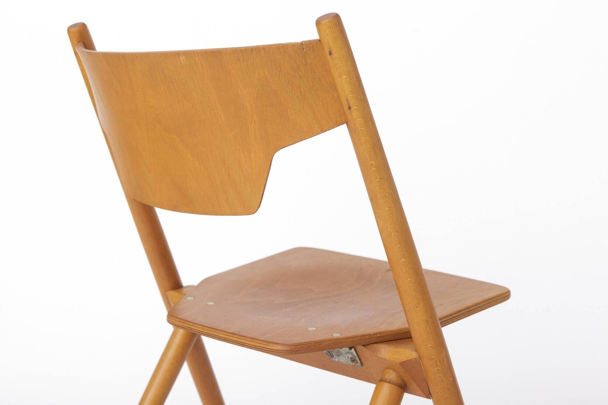 Vintage Hiller Folding Chair | German Beech Wood Chair | 1970s