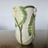 Ceramic vase, floral pattern, numbered and signed 70s 80s