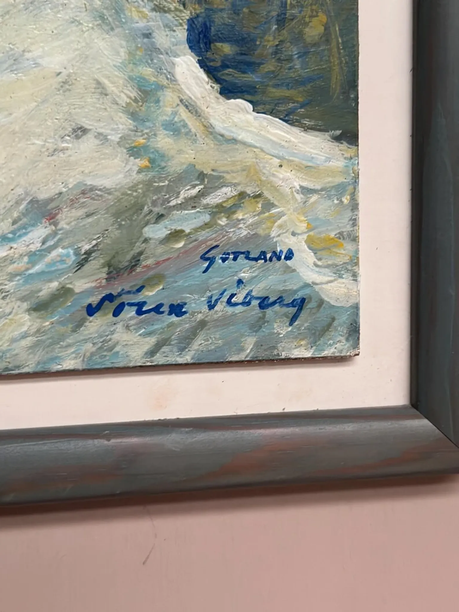Original Swedish Oil on Panel – “Beach” by Soren Viberg – Vintage & Framed – 32 × 23 cm (12.5" × 9")