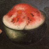 Antique Painting Still Life With Flowers And Fruit From The 18th Century