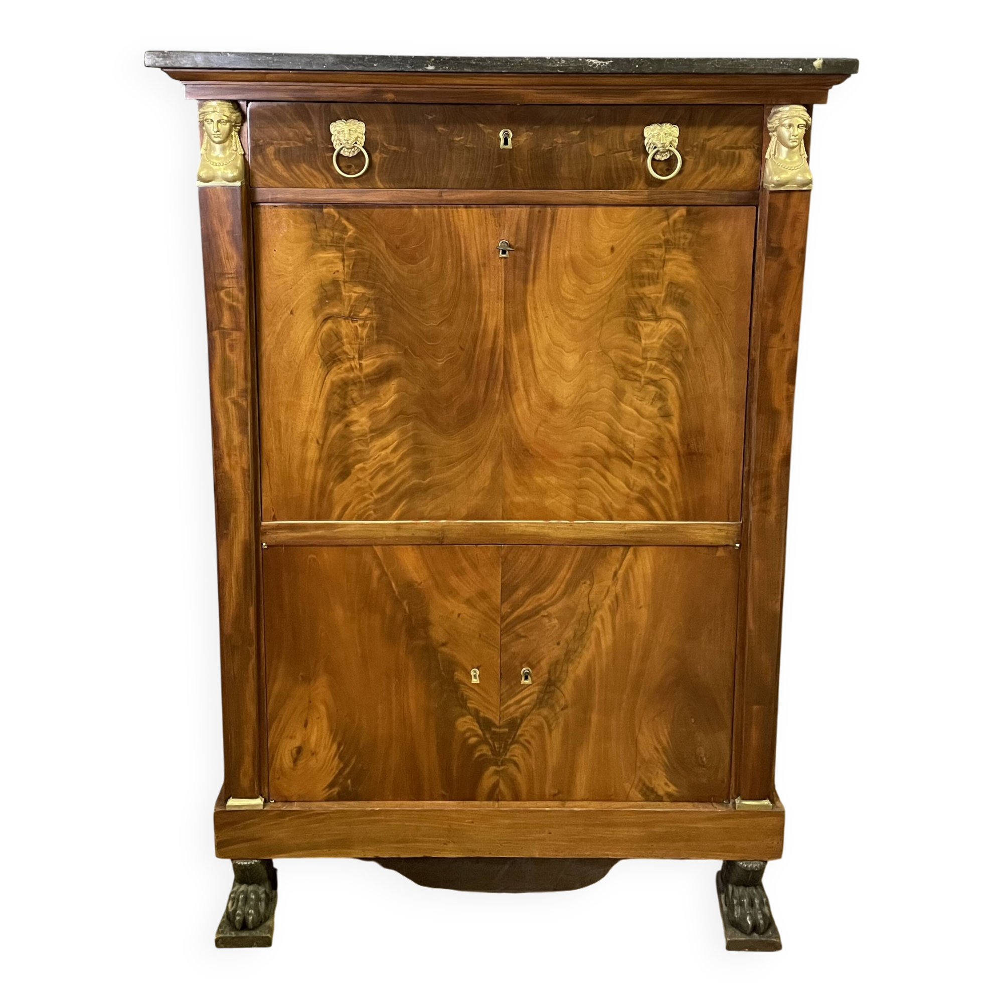 Empire mahogany secretary from the Consulate period.