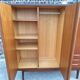Vintage teak wardrobe, antique clothing cabinet.