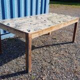 Teak dining table with illustrated top