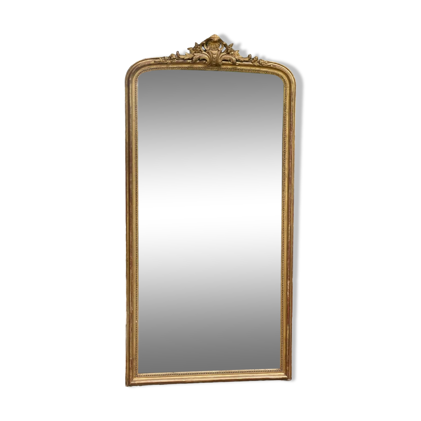 Large mirror gilded with gold leaf (173x85)