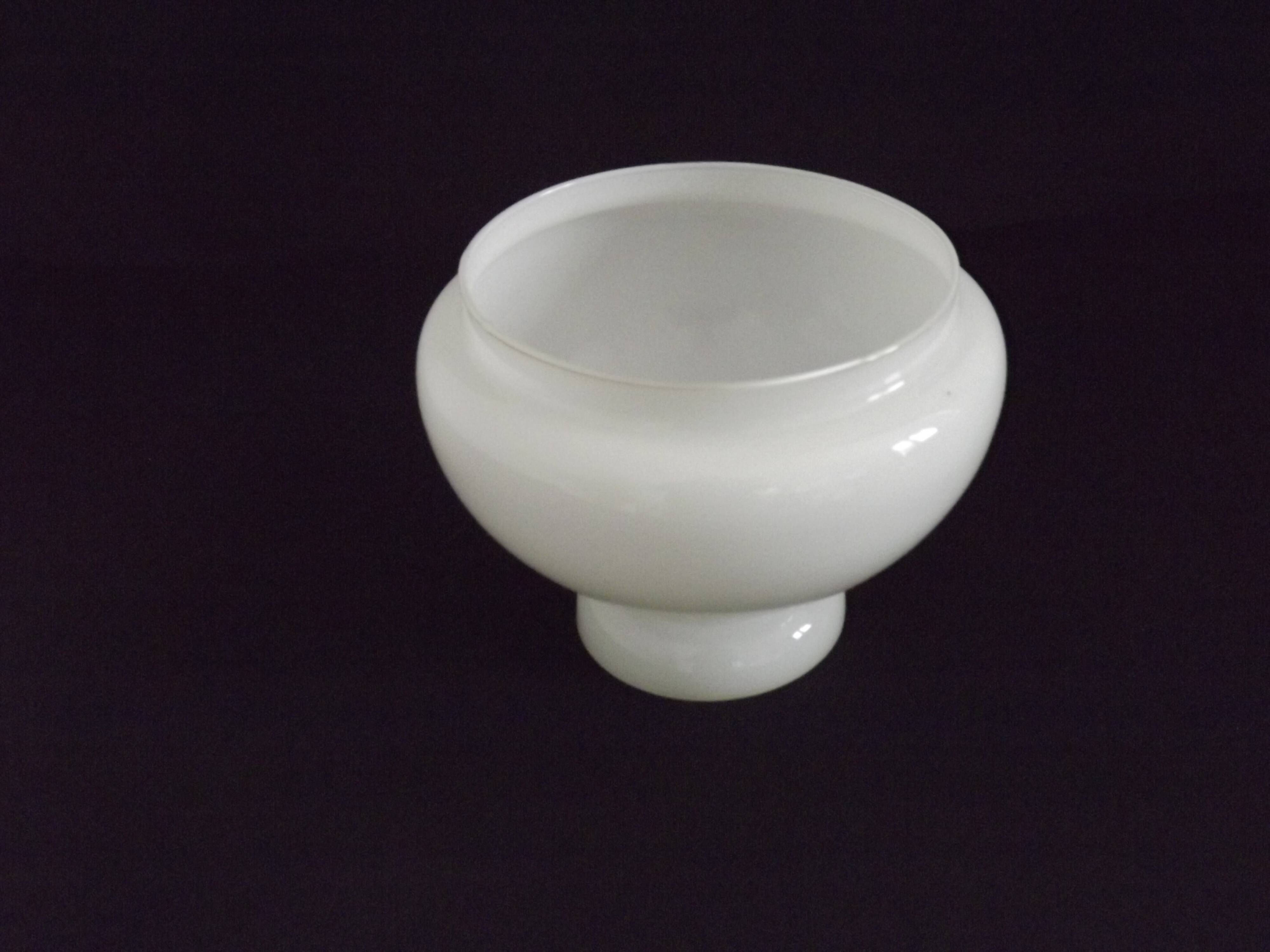 French vintage set of 4 white opaline glass lantern-style replacement shades.