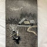 Vietnamese lacquered eggshell painting
