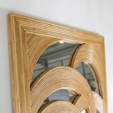 Large "palm" mirror in rattan