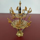 12 aperitif spades in the shape of swords on tray by Toledo Spain 70's