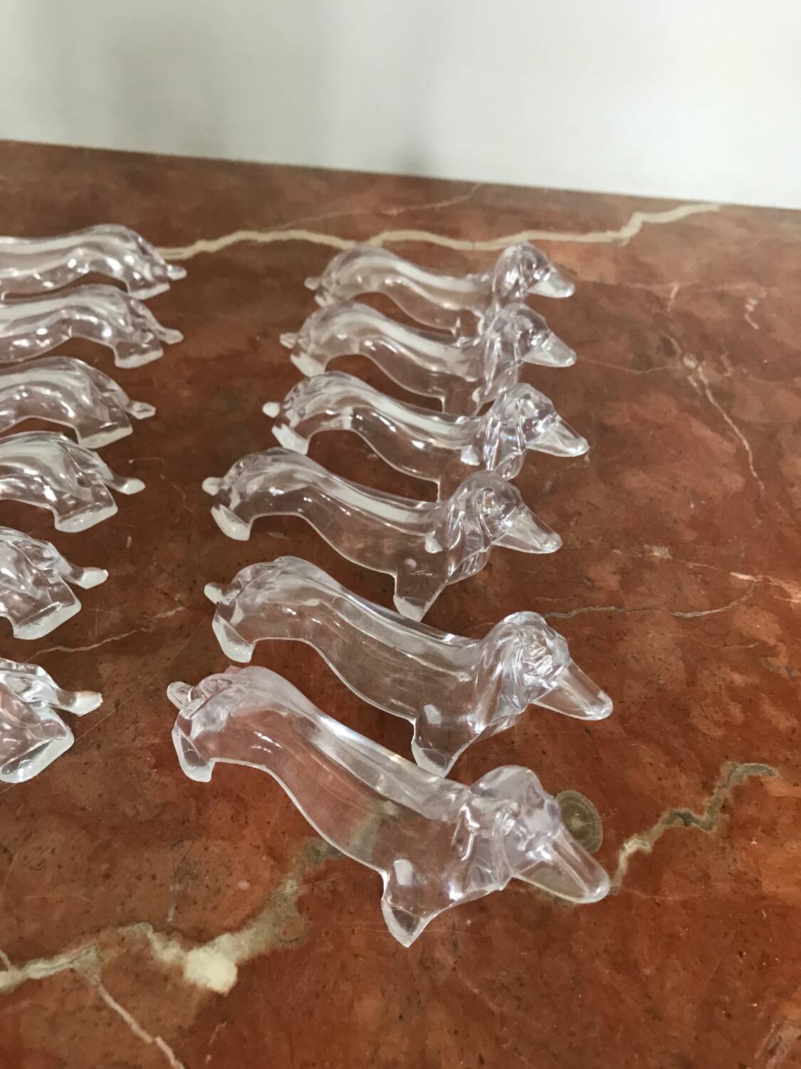 Series of 12 dachshund knife holders