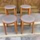 Set of 4 stools in beech and gray Skai 1980