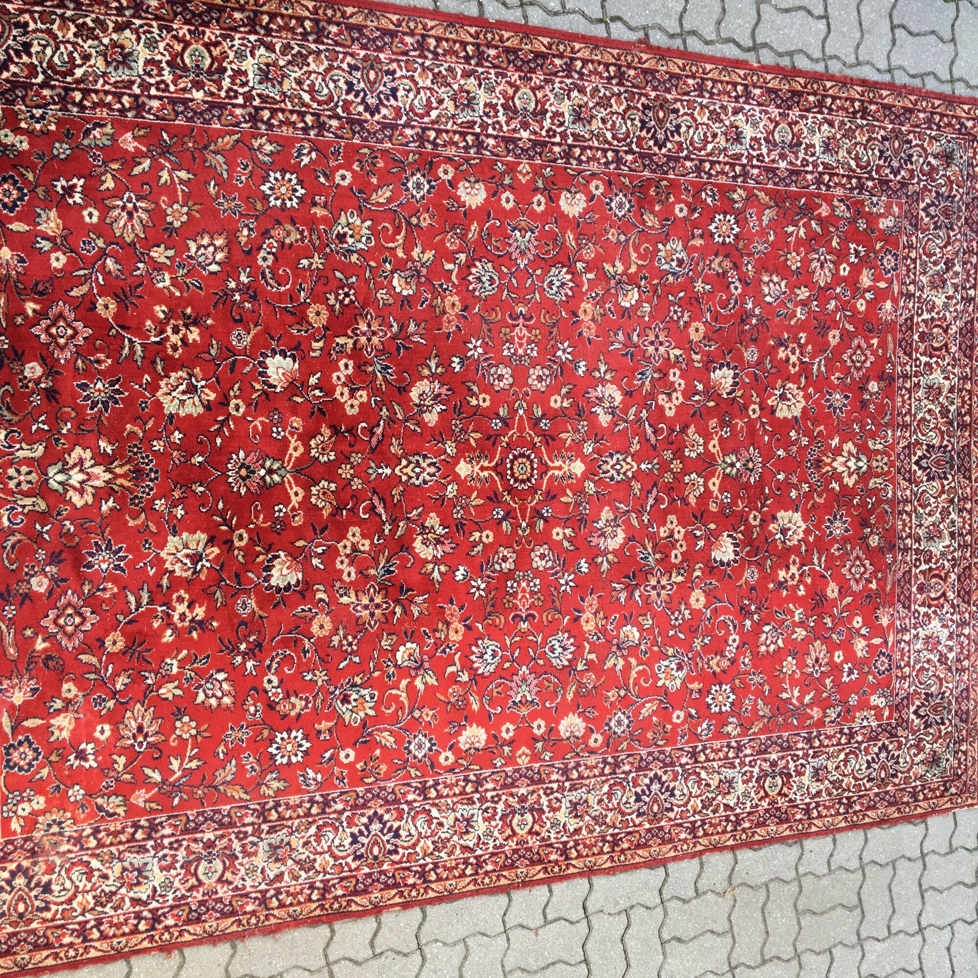 Rug carpet 70s mid century czechoslovakia red 206cm x 300cm