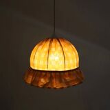 Vintage dome pendant light with ruffles "mustard gingham print"