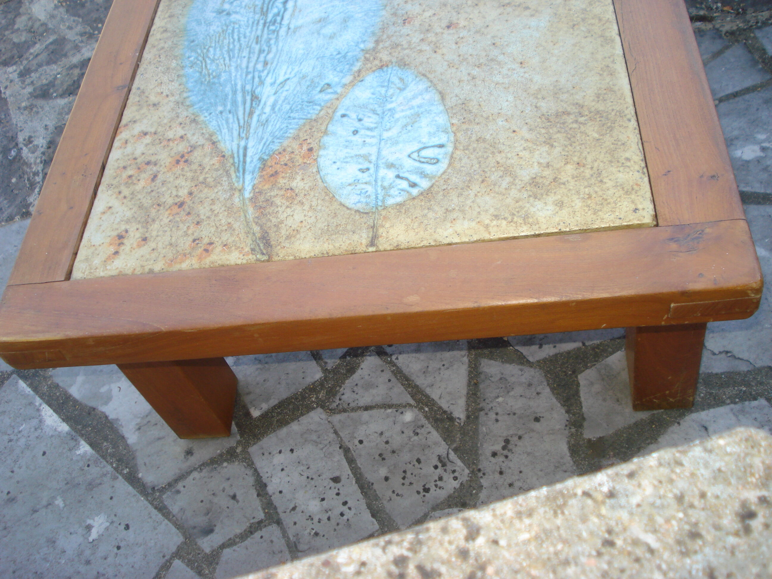 Coffee table with plate enamelled ceramic Les 2 Potiers, 1960