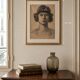 Female Art Deco portrait in charcoal, Paris circa 1921-1927, framed 40x51 cm.
