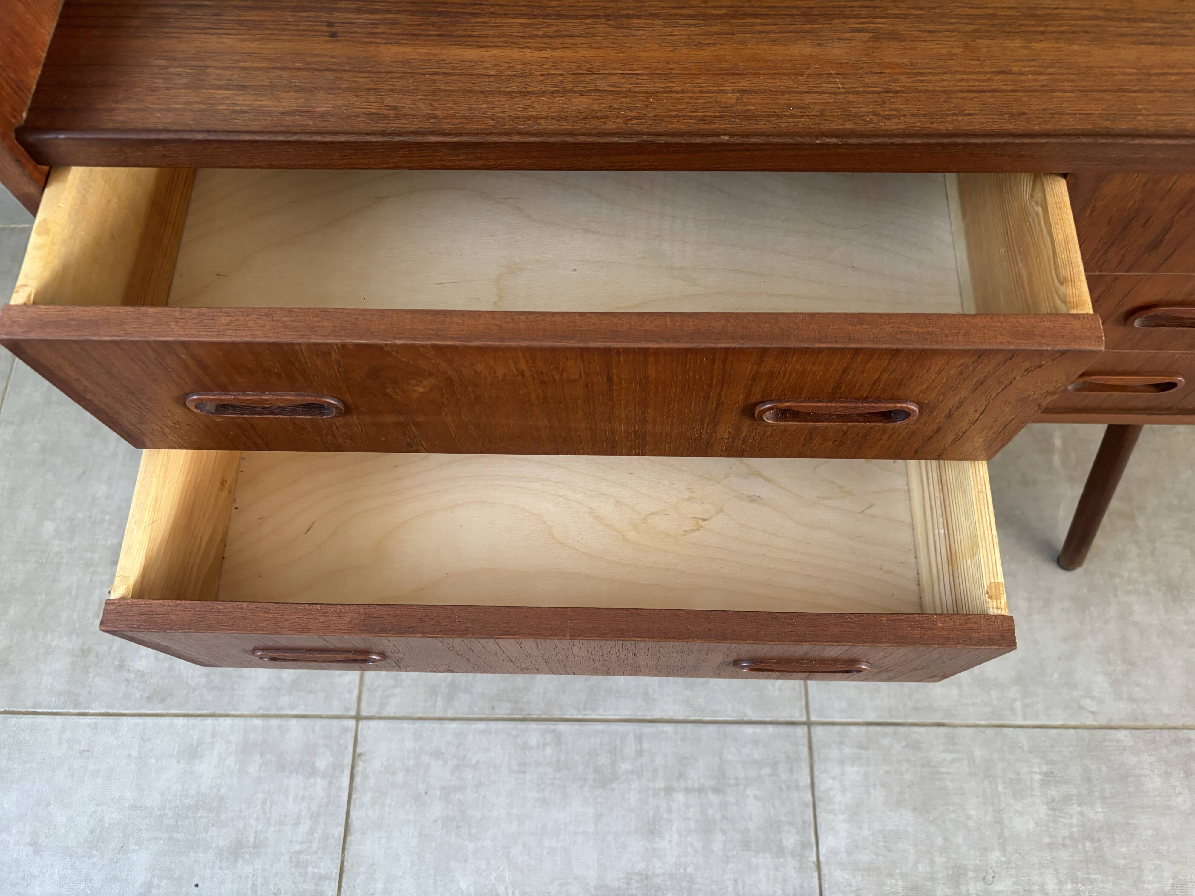 Vintage Danish teak hairdresser from the 1960s stamped Ag Spjel Kobber.