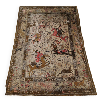 Handmade Persian oriental rug Ghoum silk 195 x 123