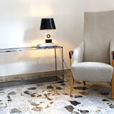 Console in chromed metal and smoked glass, Italy 70's