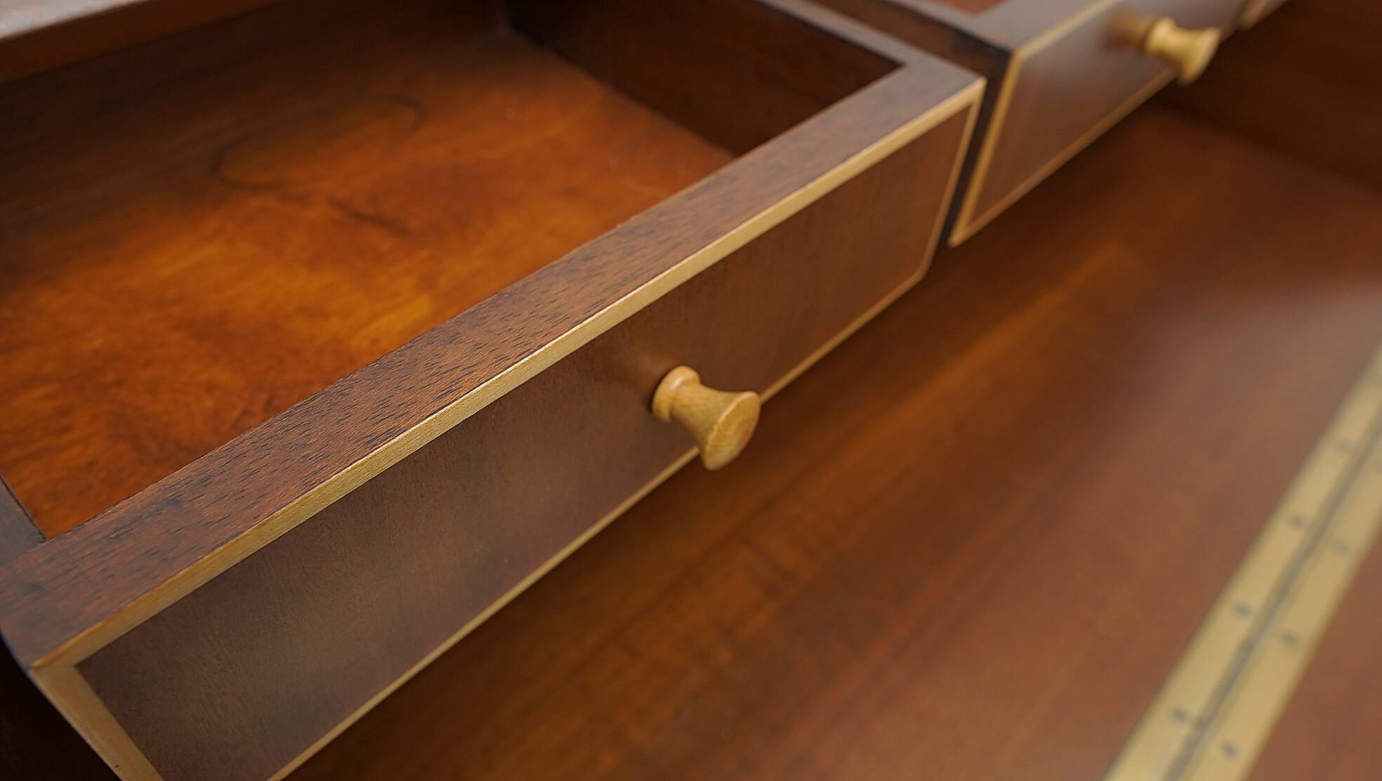 Antique and antique desk, marquetry. After professional renovation.