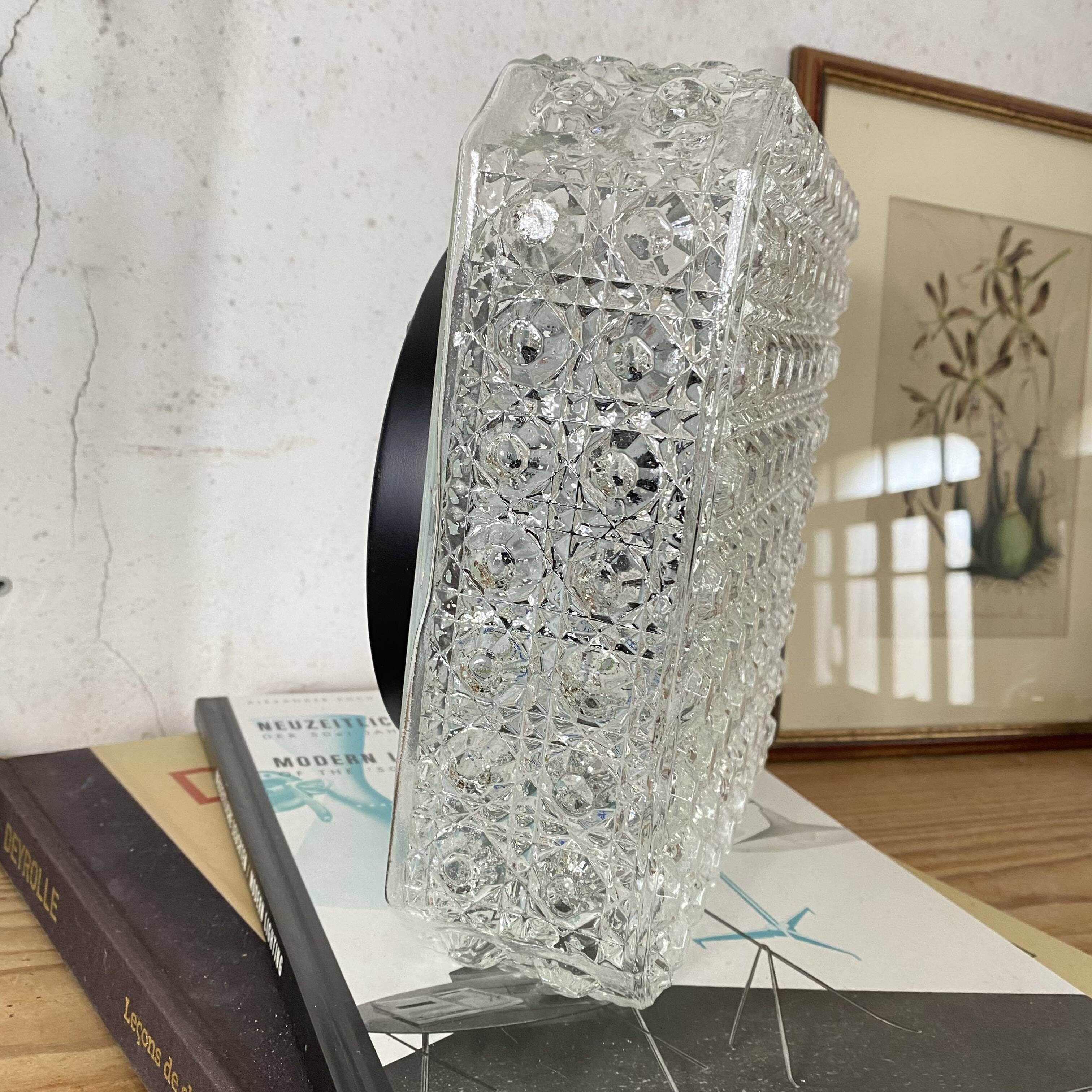 Large square wall lamp ceiling light transparent glass vintage fixture