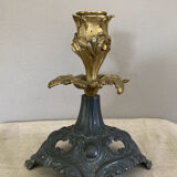 Louis XV candlestick in solid bronze openwork pewter base early twentieth century