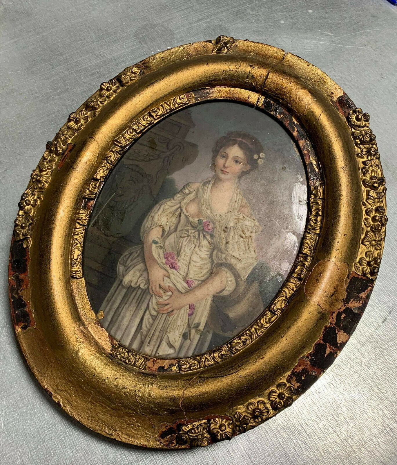 Oil on porcelain in oval view