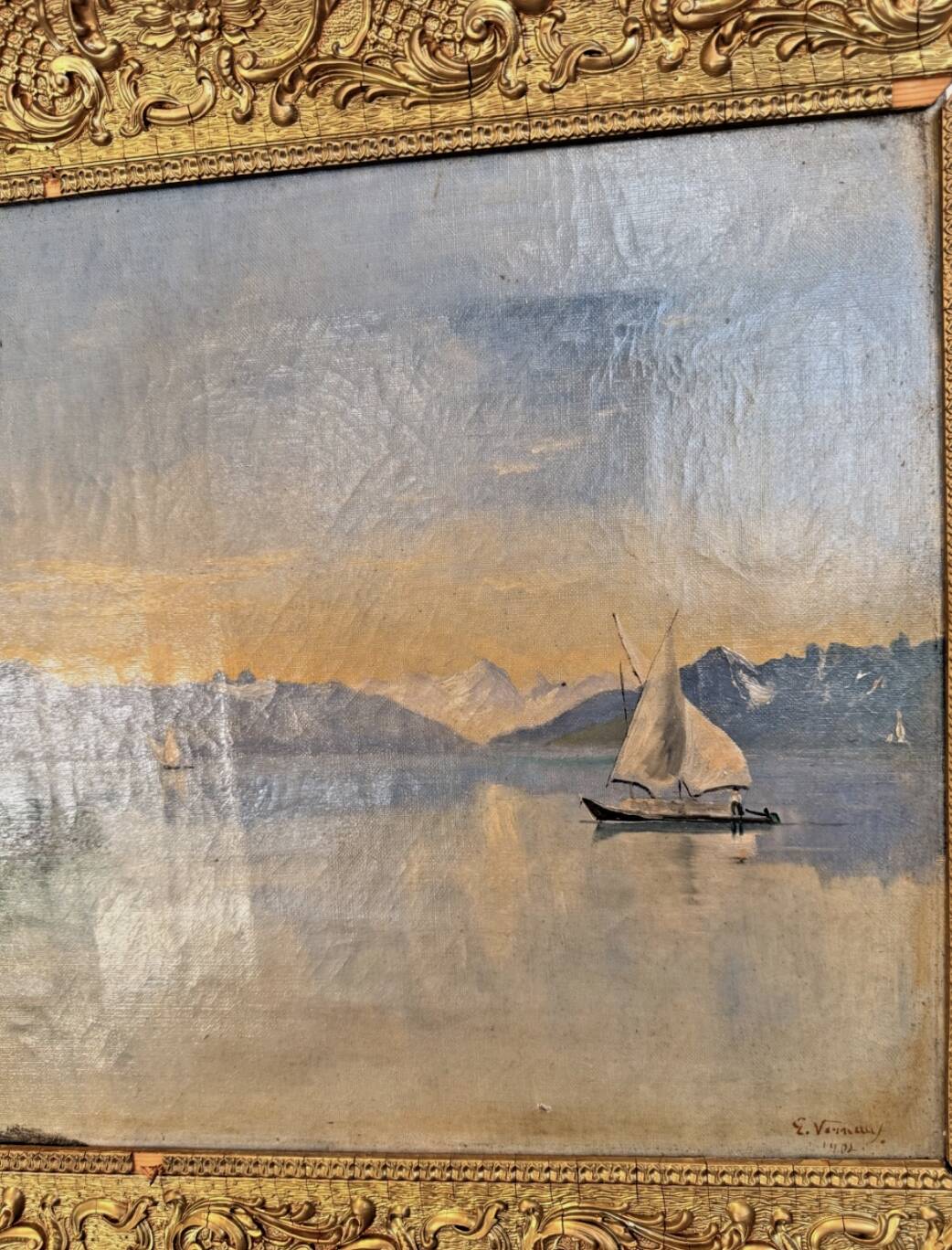 Oil on canvas – Lake Geneva by Émile Vernay, dated 1902 - 675009