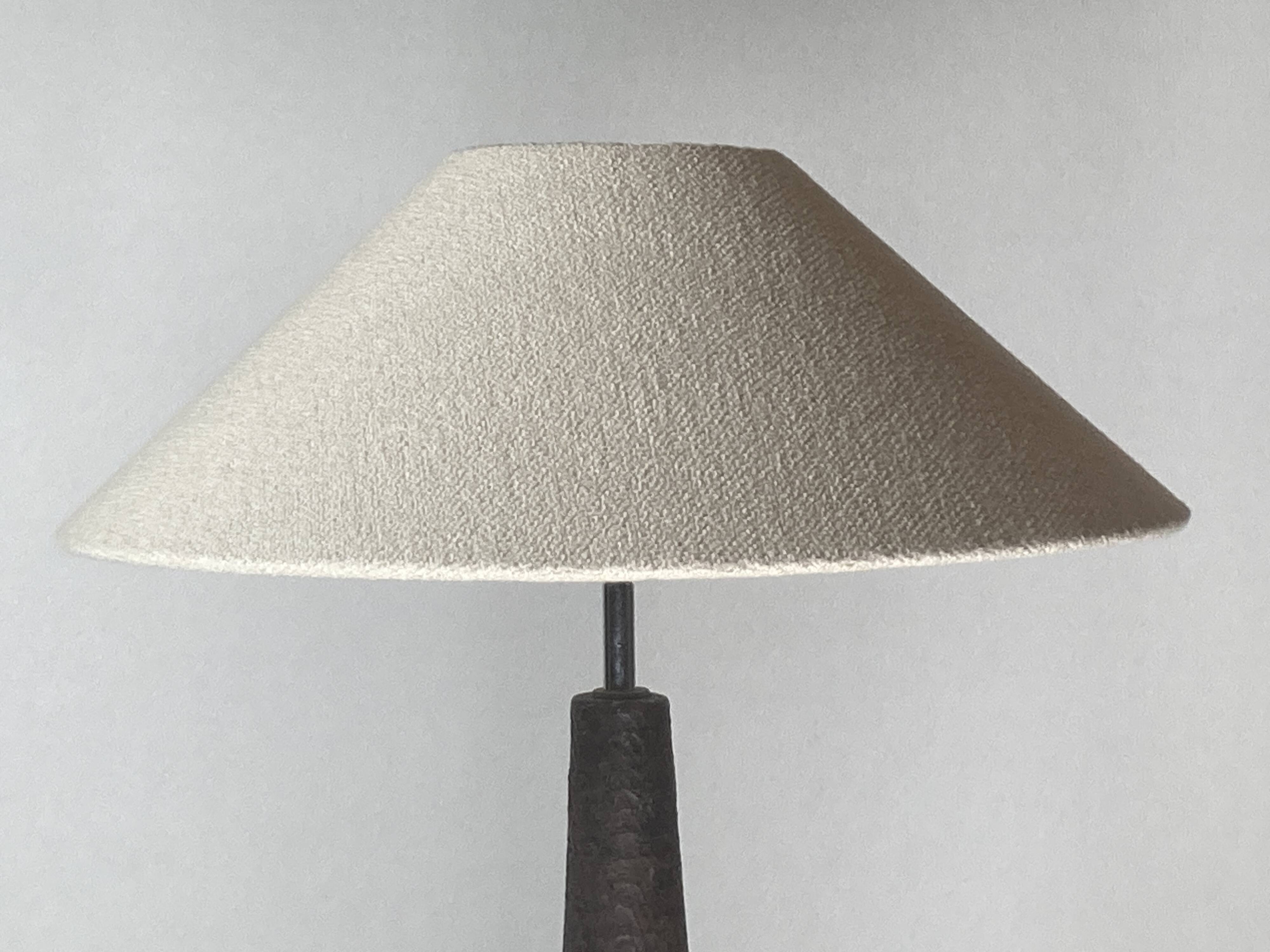 Brutalist Wabi Sabi Dutch Bouclé Shade aand Ceramic Floor Lamp, 1960s