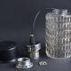 Vintage pendant light in textured molded glass and chrome metal