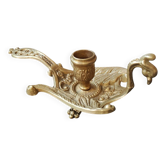 Hand-held bourgeoir/cellar rat, Phoenix/Peacock, in brass. Art Nouveau style