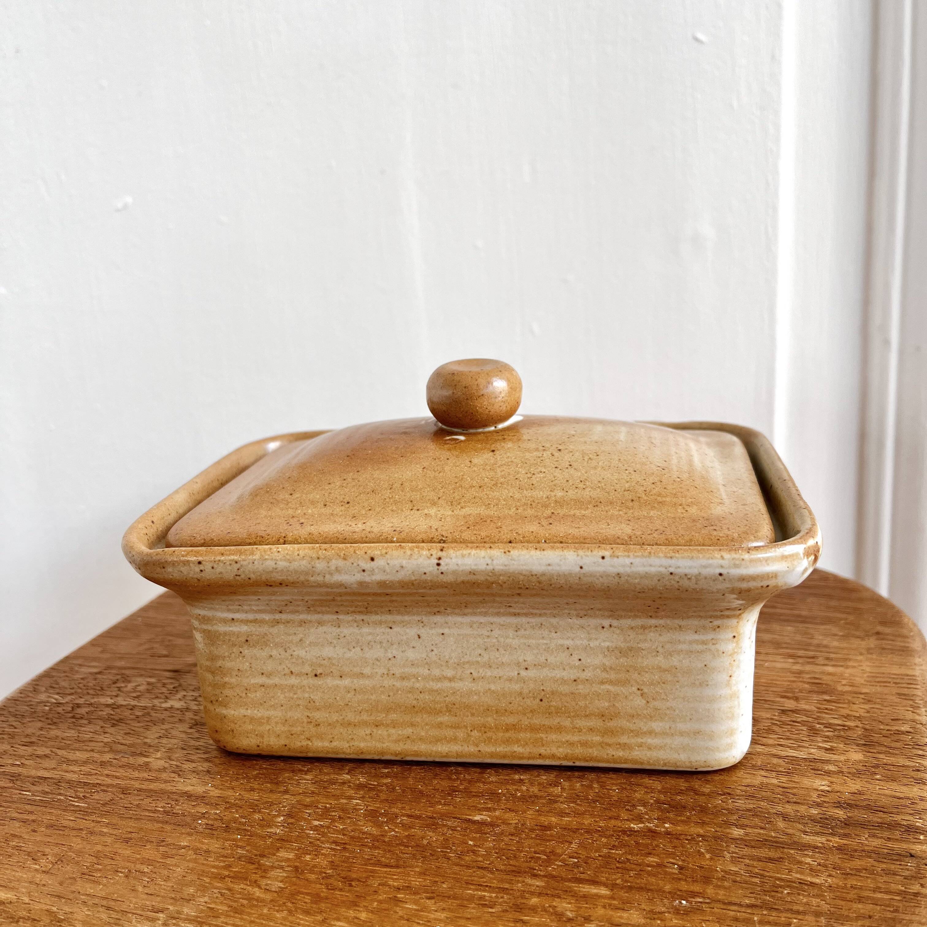 Vintage stoneware terrine butter dish
