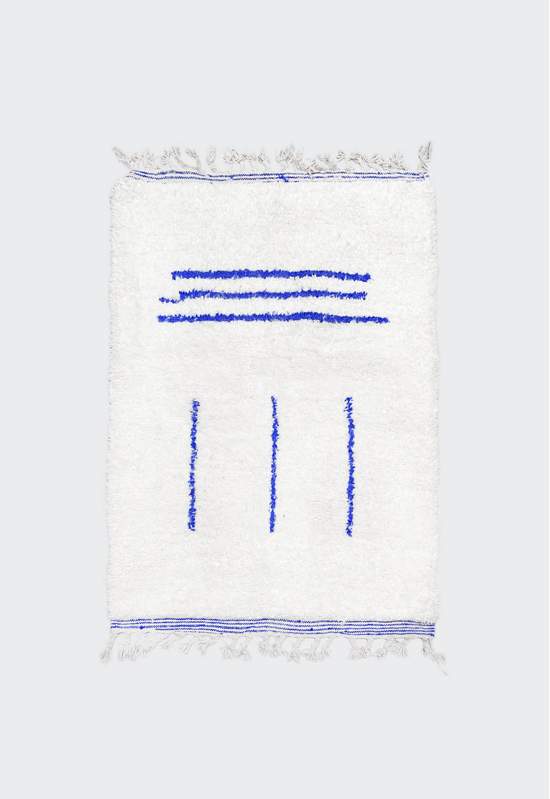 Authentic Beni Ouarain Berber rug with Majorelle blue patterns