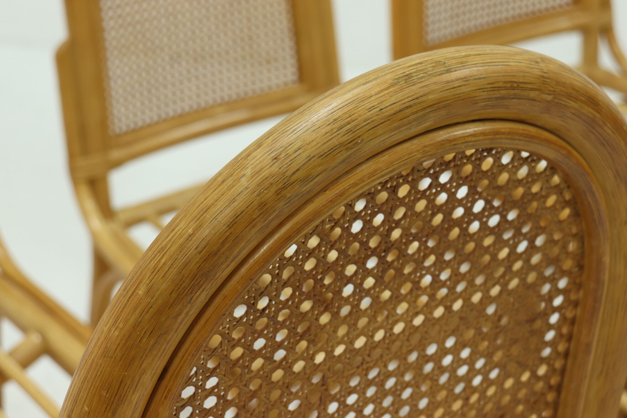 Set of 6 bamboo and webbing dining chairs 1970s