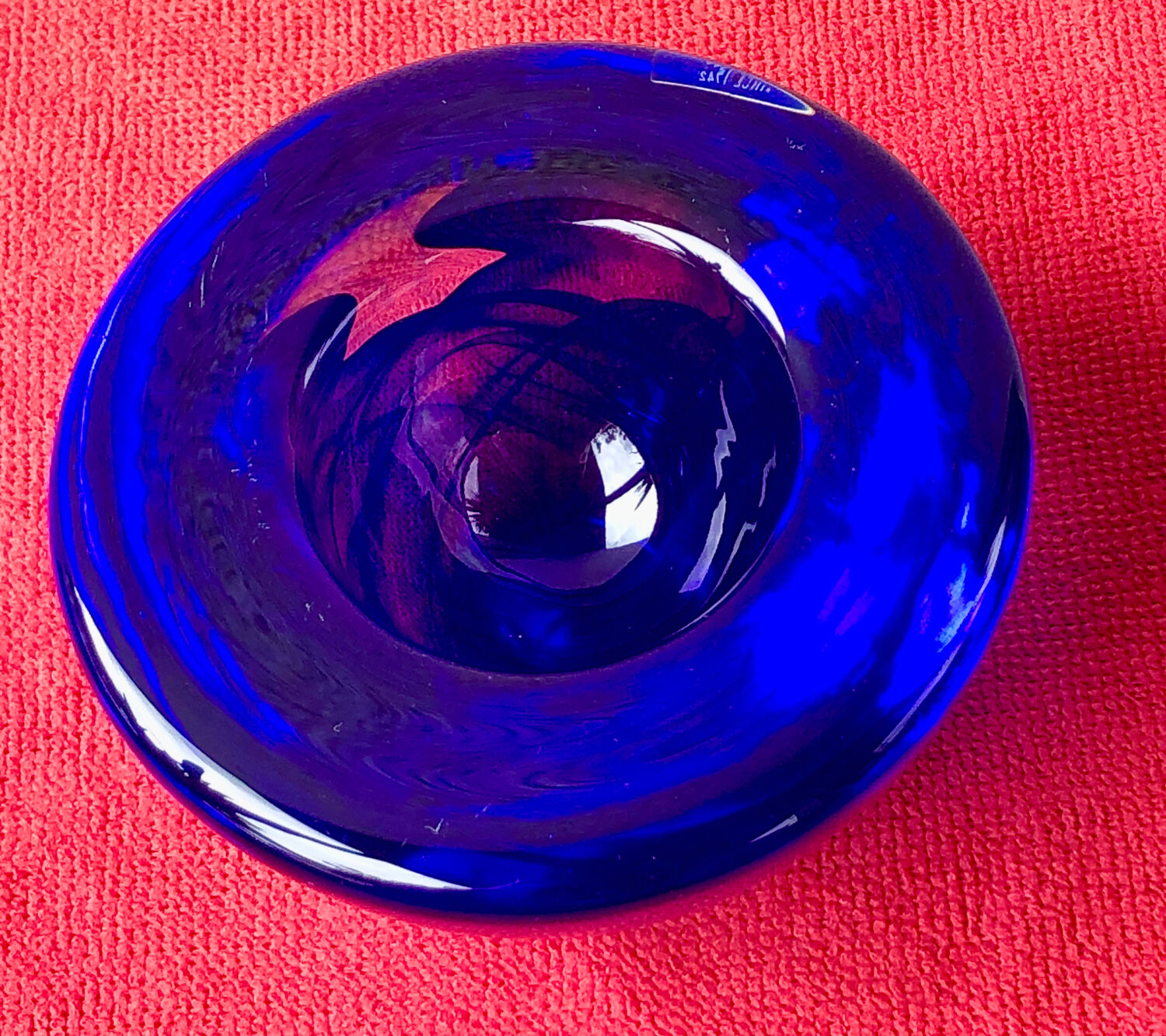 Bougeoir en cristal bleu royal de Kosta Boda par Anna Ehrner, années 1990