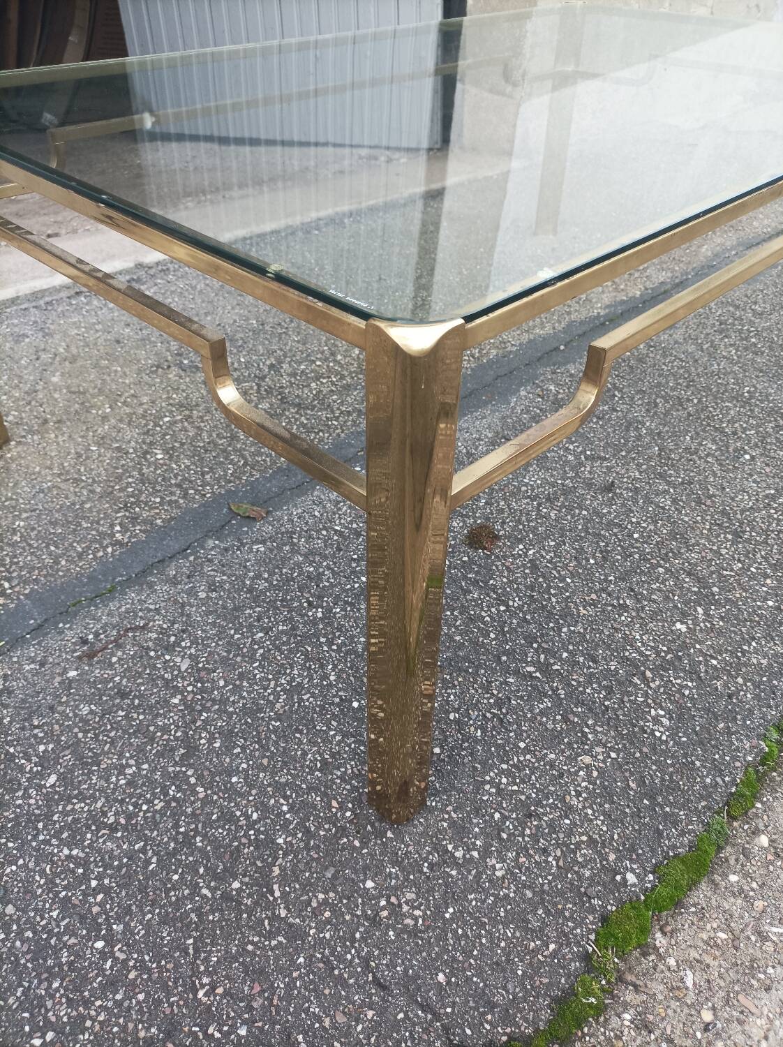 Bronze and glass coffee table