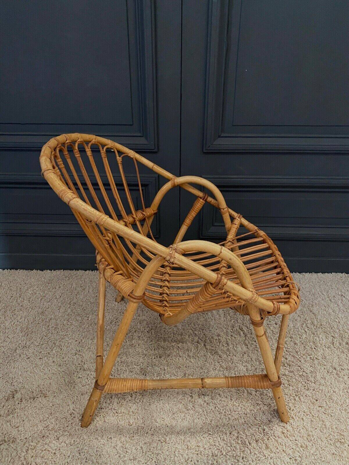 Paire de fauteuils en rotin, travail français 1960