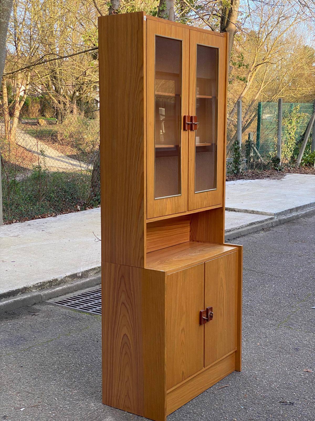 Scandinavian display cabinet, 2 sections, in oak, 1970.