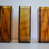 3 vases vintage 80's plexiglas écaille de tortue