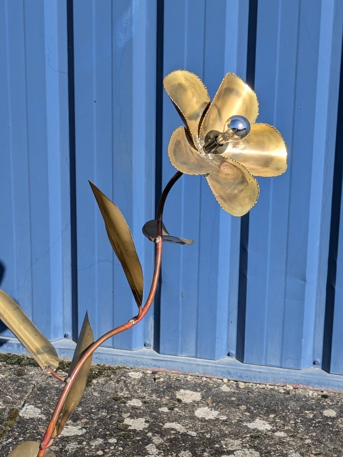 Vintage Brass Flower Floor Lamp - Hollywood Regency Style 1960s/1970s
